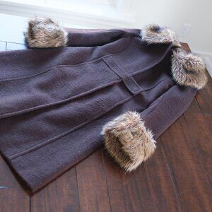 Classic vintage long coat with trim